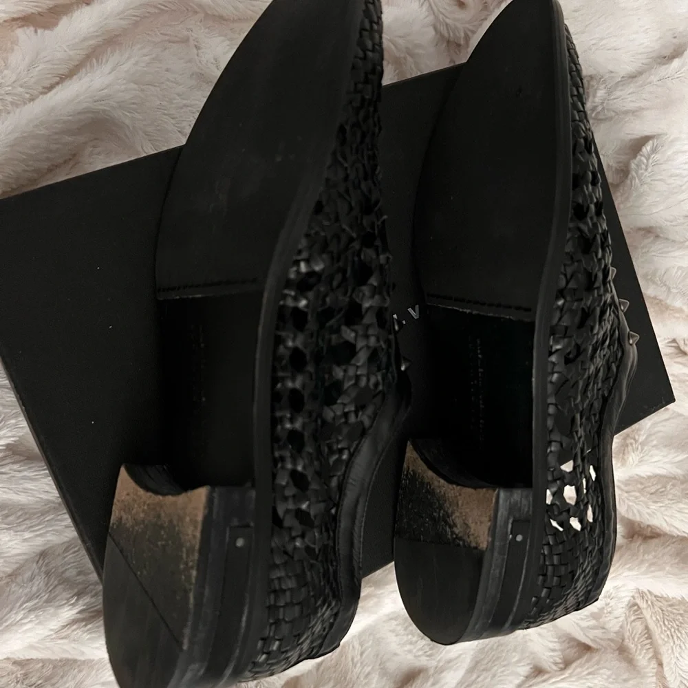 Freda Salvador Black Woven Leather Loafers - Picture 7 of 7